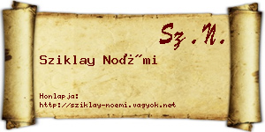 Sziklay Noémi névjegykártya
